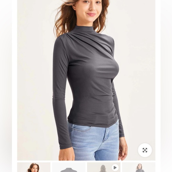 OGL Tops - Eco-SkinKiss® Asymmetrical Ruch Mock Neck Top